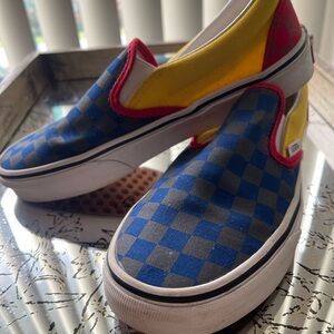 Vans women’s Slip-On Shoes - Blue and Yellow Checkered